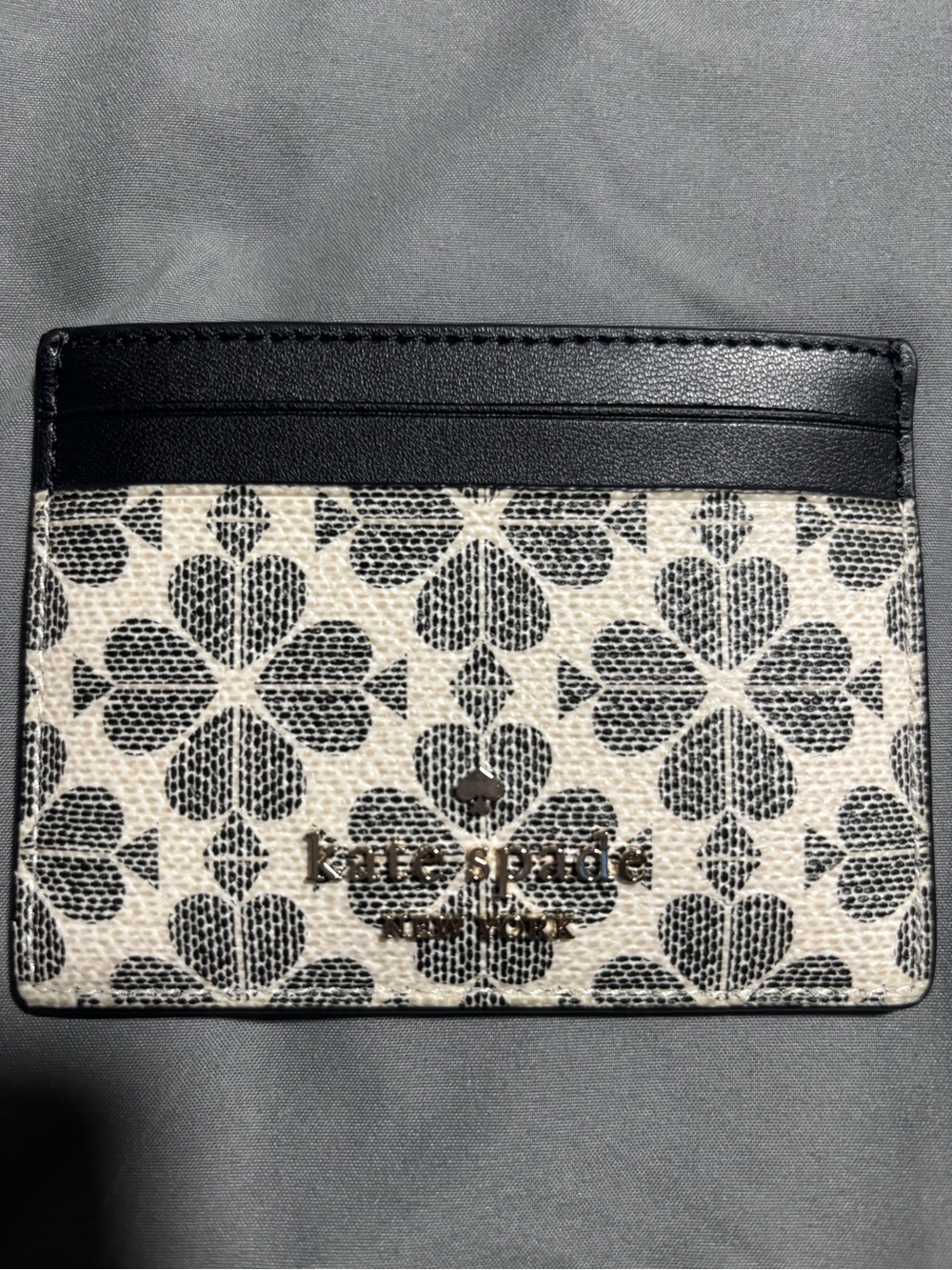 kate spade Black & Cream Patterned Card Holder with Gold Logo